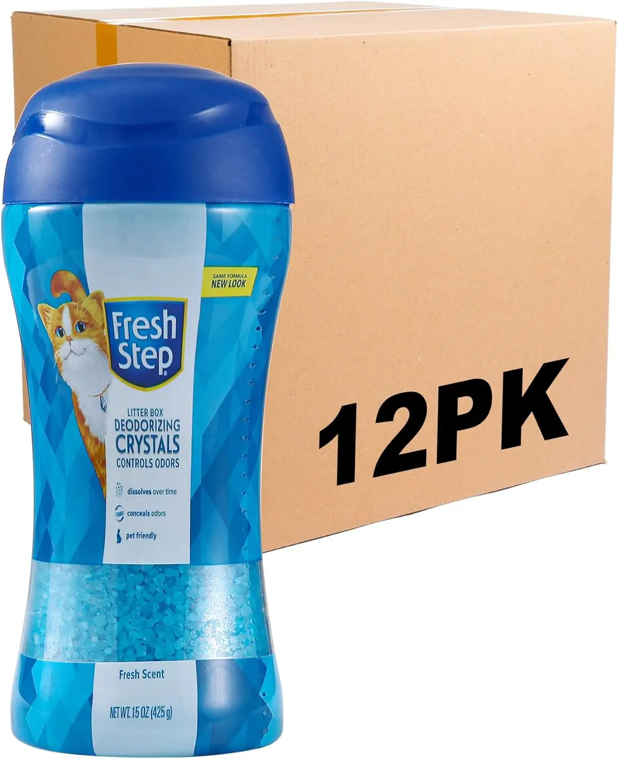 

Кристаллы для кошачьего туалета с ароматом свежести - устранитель запаха для лотка, упаковка 15 унций, 12 штук