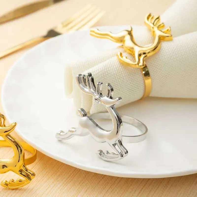 

6-12PCS New Style for Christmas Party Table Decoration Home Decoration Christmas Banquet Napkin Ring Elk Napkin Ring