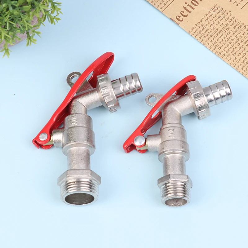 1Pc Garden Hose Faucet With Lock Water Tank Connector Replacement Tools 1/2 Inch 3/4 Inch Zinc Alloy Thread Lockable Faucet