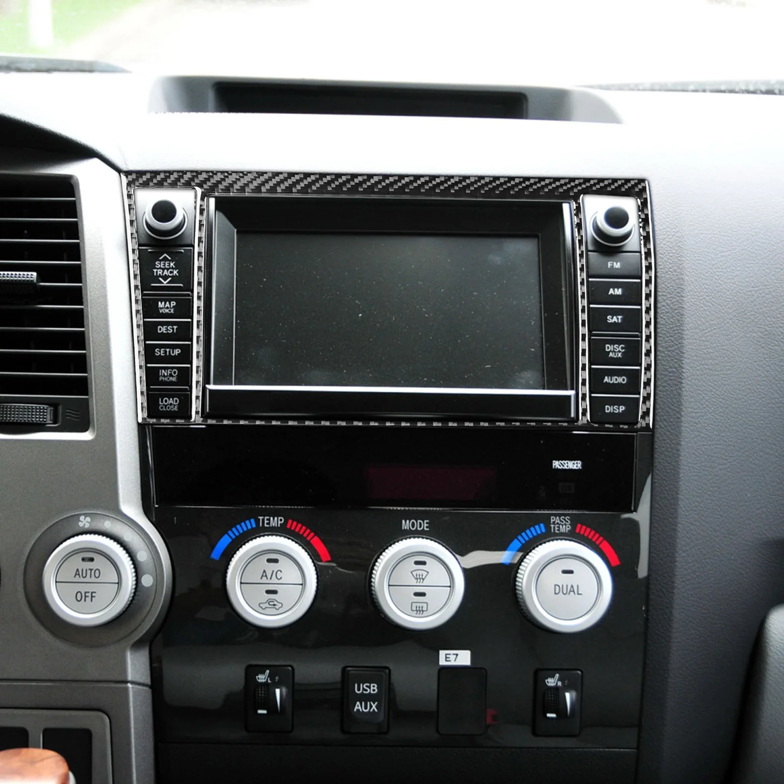 Carbon Fiber Car Accessories Navigation Frame Modified Interior Trim Cover Soft Sticker For Toyota Tundra Sequoia 2007-2013