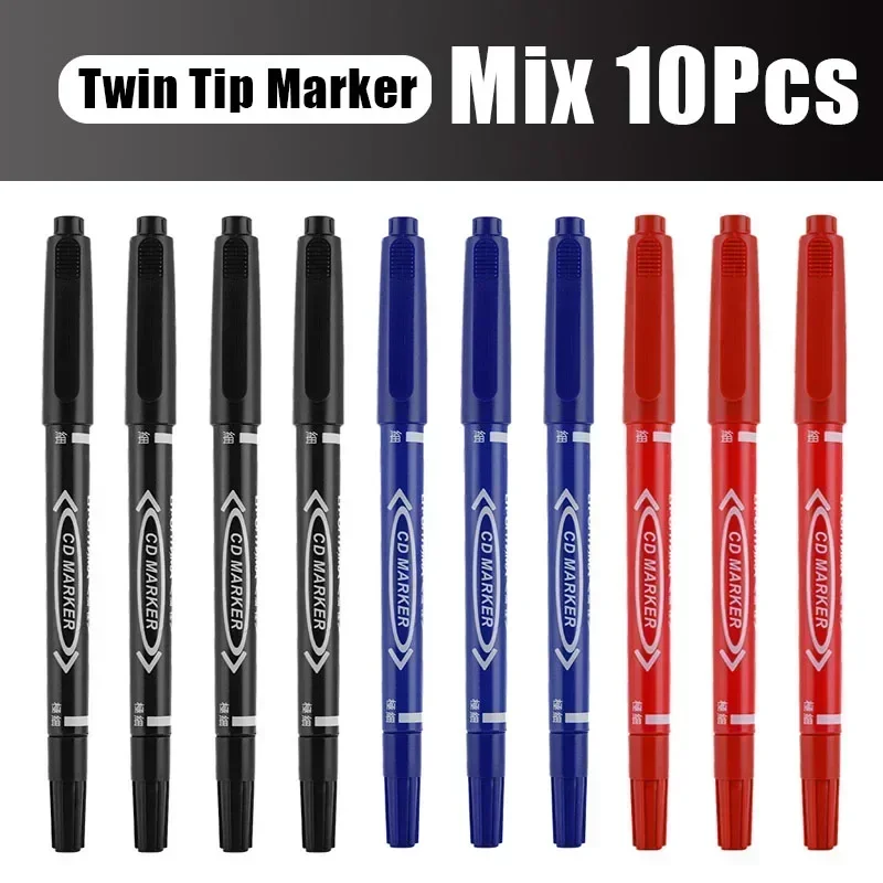 5/10 Pcs markers pen Double headed Permanent Marker Black/Blue/Red Oil Marker Pen Marker Ink Stationery School & Office Supplies image 6