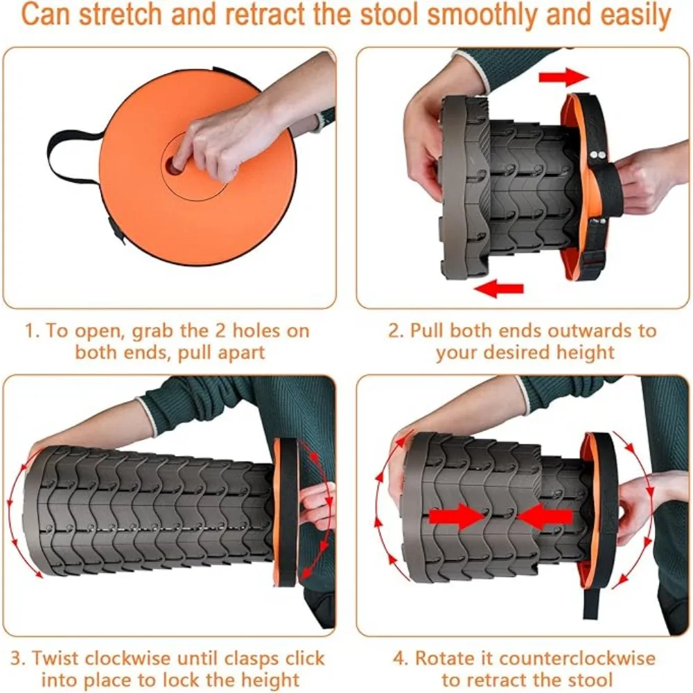 Collapsible Telescoping Portable Stool for Adults Camping Stools Upgraded Collapsible Folding Seats with Load Capacity 550lbs
