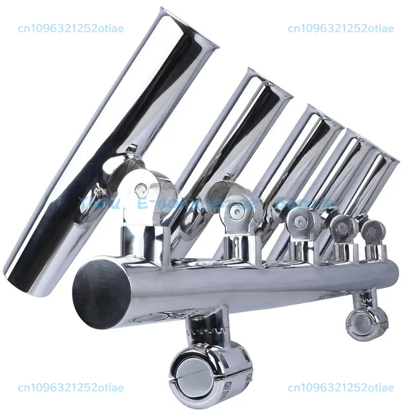 5 Tube Fishing Rod Brackets Adjustable Stainless Rocket Launcher Fishing Rod Holders Boat Accessories For Ship Fishing