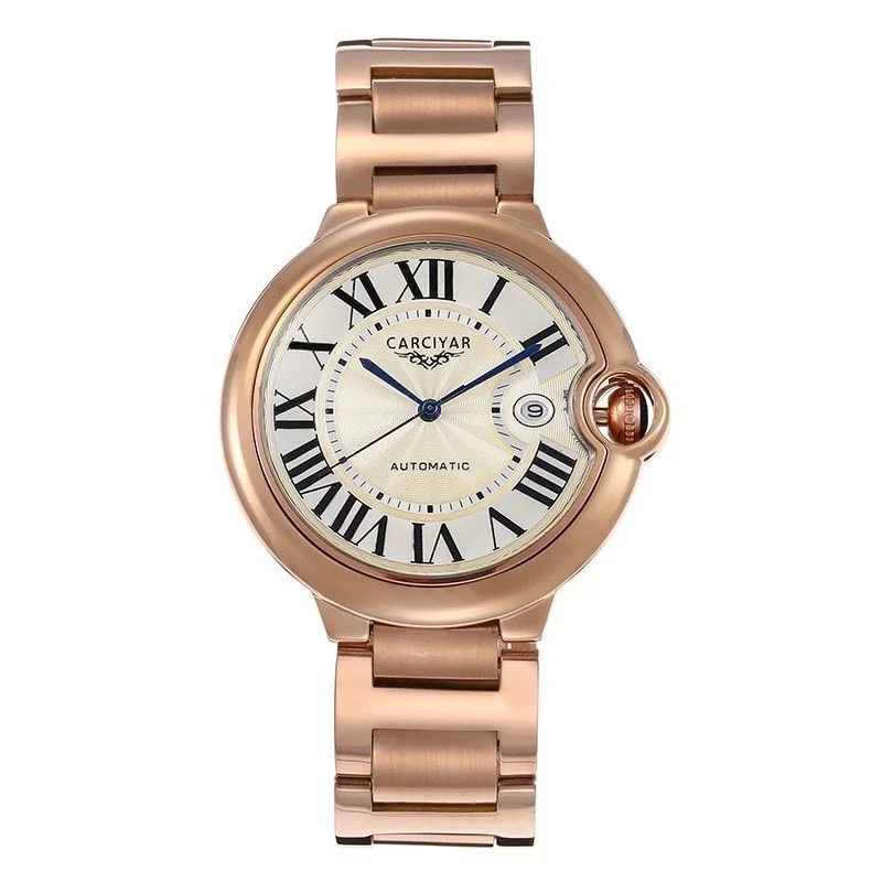 

2 CARCIYAR Men's Mechanical Watch, 904L Stainless Steel, World Time, Ultra-Thin, 42mm, Sapphire Crystal, Japanese Movement