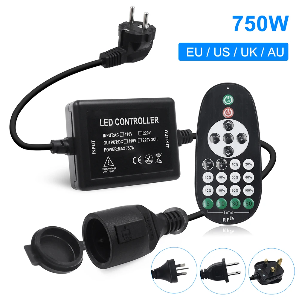 750W LED Dimmable Controller AC 110V 220V 230V 240V Dimming 23Keys Remote EU US UK AU Kit LED Strip Bulbs String Christmas Party