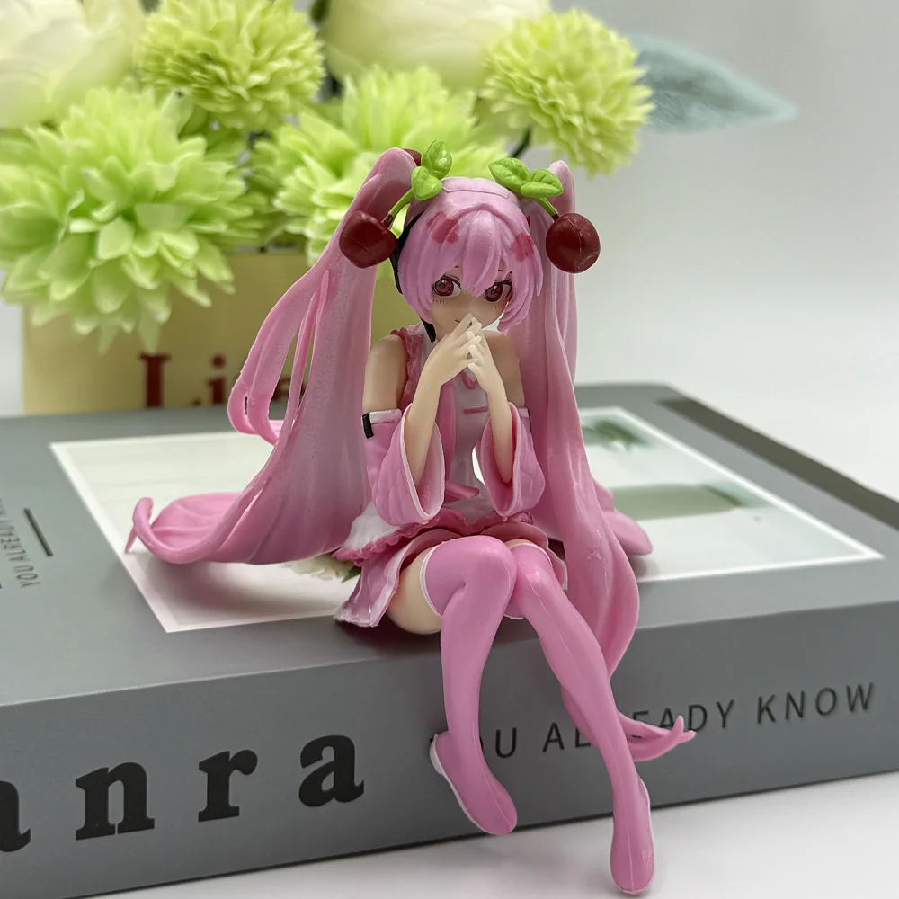 

2026 New Hatsune Miku Anime figure Pink dress PVC model action toys Cherry pink cherry blossom decoration collect gifts