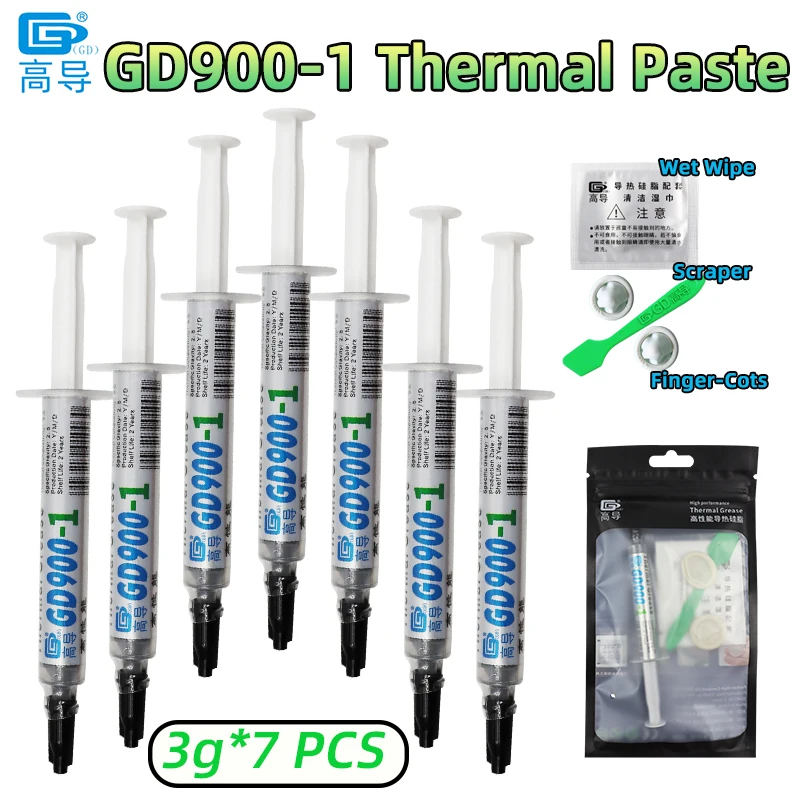 

GD900-1 3g термопроводящая смазочная паста, термопаста, производительность радиатора 6,0 Вт/M-K для игрового ПК PS5, процессора, графического процессора, охлаждения BB3