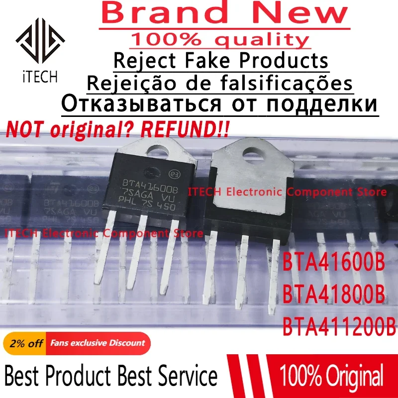 10pcs/Lot Original New BTA41600B BTA41800B TO-3P Imported Triac BTA41 600B 800B BTA41-600B BTA418008 BTA416008 100% New