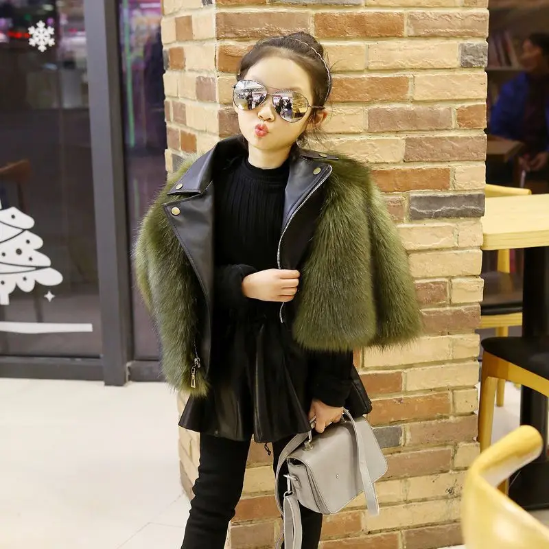 Girls Fur Coat Jacket Cotton Outwear Overcoat 2022 Stylish Warm Thicken Plus Velvet Winter Autumn Teenager Fuzzy Children\'s Clot