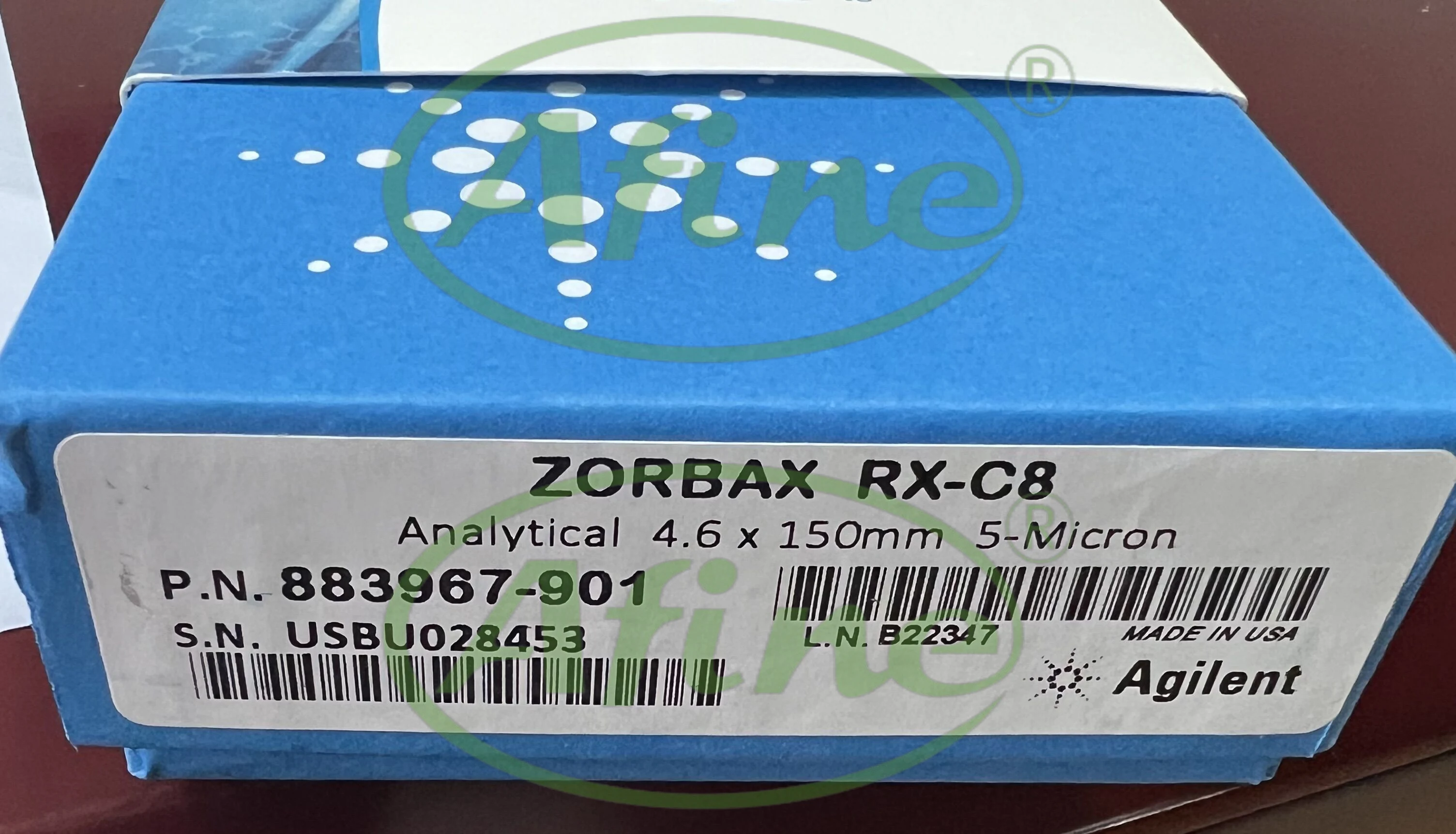 

AFINE Agilent,883967-901,ZORBAX Rx-C8 Column, 4.6 x 150 mm, 5 µm, 400 bar,HPLC