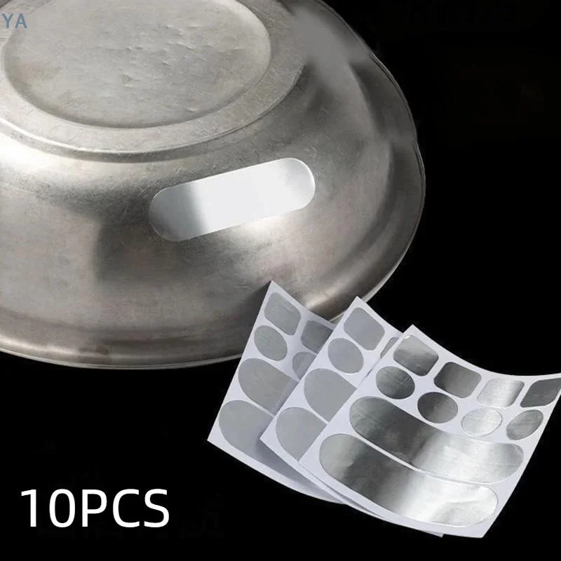 【SA】10Pcs Aluminum Pot Repair Patch High Temperature Resistant Cookware Pan Leak Repair Tape Kitchen Tool Cookware Patch Tape