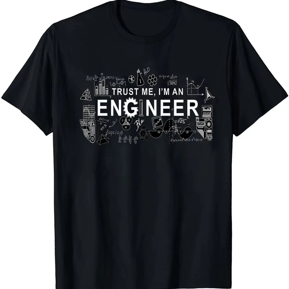 Engineer Graphic Tee Men Trust Me T-shirt à manches courtes et col rond avec imprimé équation mathématique amusante