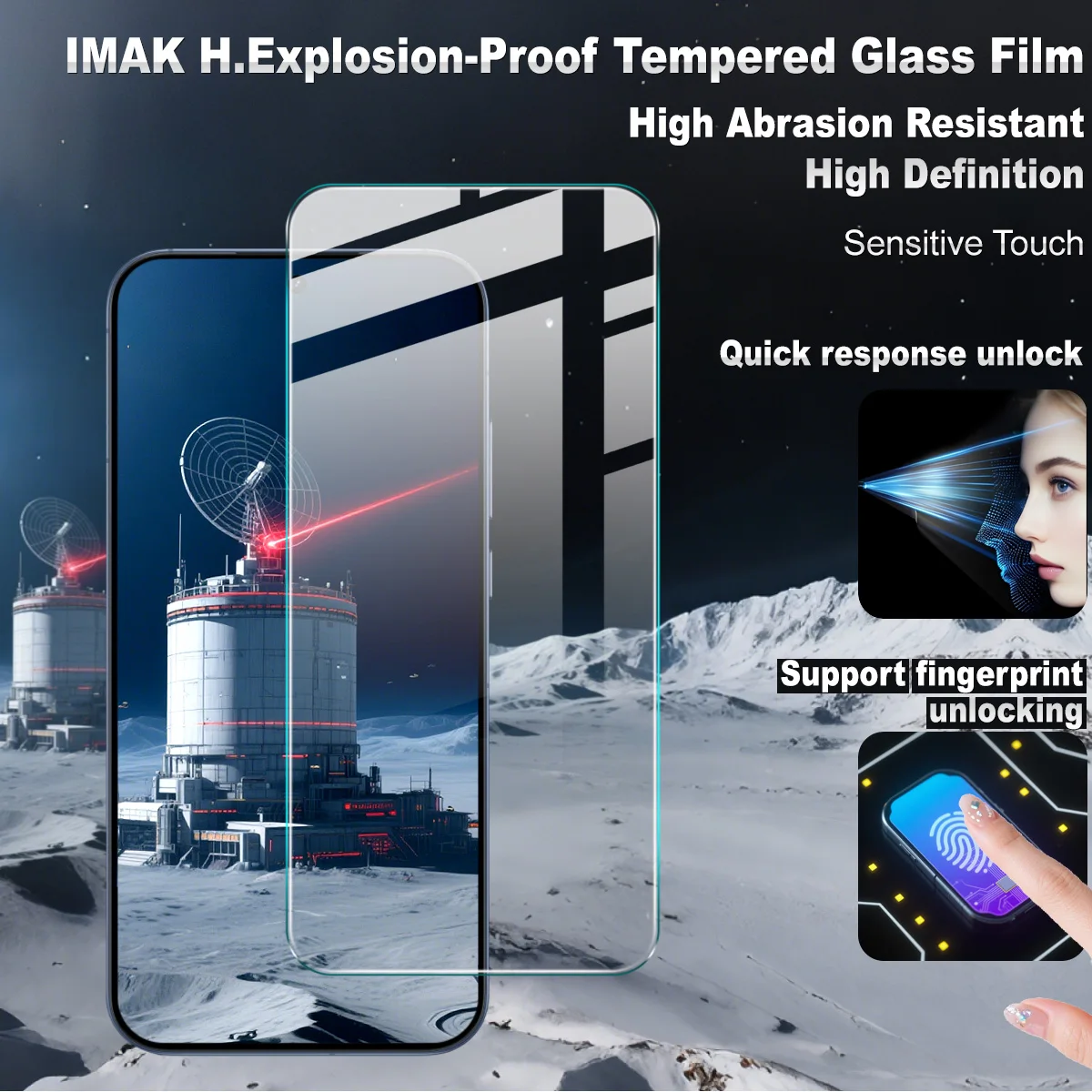 IMAK H Tempered Glass for Realme GT8 GT 8 Pro 5G Screen Protector Film Support Fingerprint