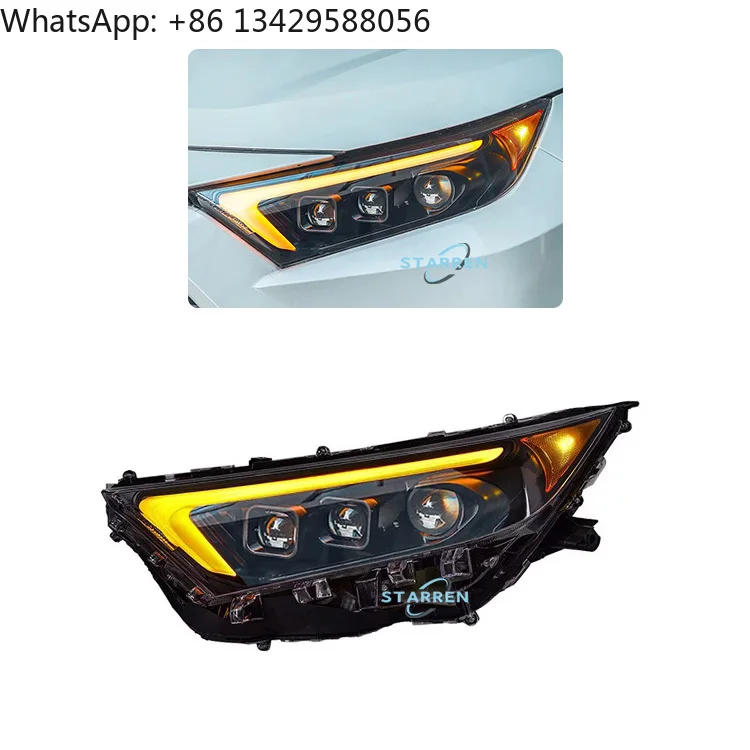 Plug and Play Projection Lens LED Headlight Dynamic Driving Turn Signal for Toyota Rav4 2019-2022, Laser Headlight