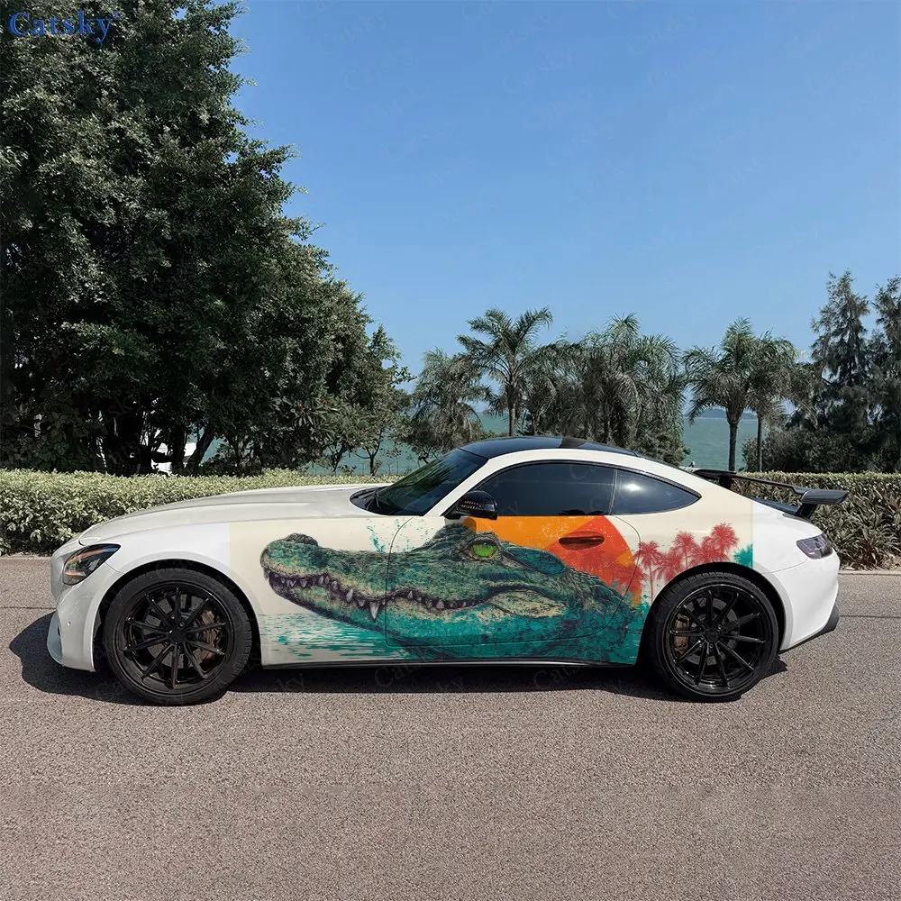 

2 шт. гигантских виниловых наклеек на автомобиль с модным дизайном «Крокодил», прочные, устойчивые к выцветанию, улучшающие эстетику автомобиля, с ярким художественным оформлением