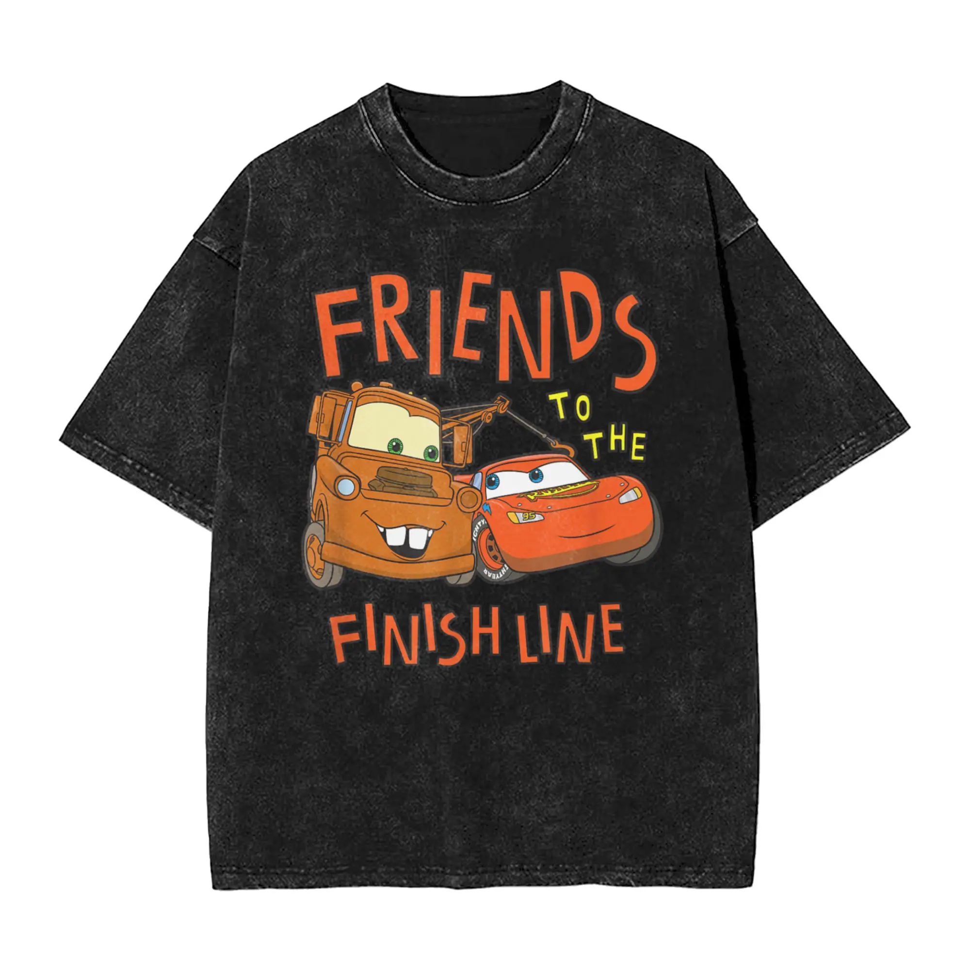 

Футболки Cars Friends To The Finish Line McQueen Mater, уличные топы с короткими рукавами, летние удобные футболки большого размера