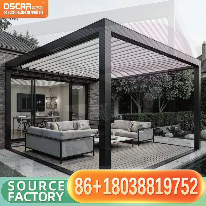 3m Outdoor Sustainable Aluminum Pavilion with Smart Control Retractable Roof EcoFriendly Waterproof Powder Coated for Garden Bac