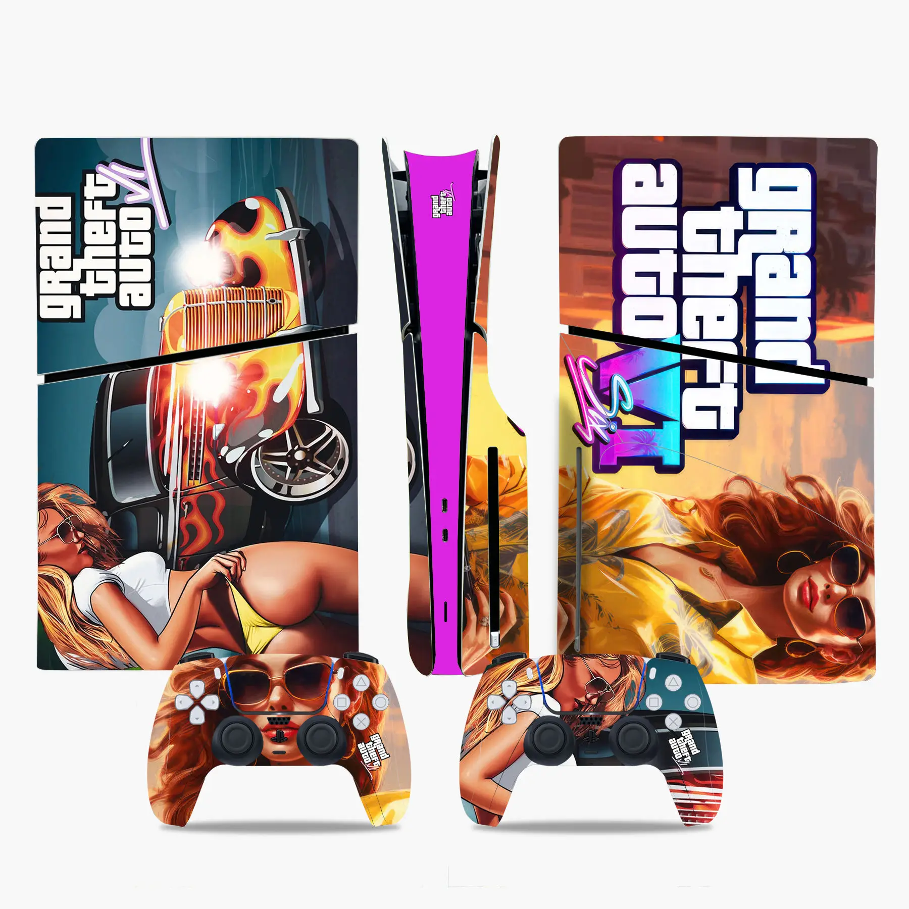 Grand Theft Auto GTA 6 PS5 Slim Disc Skin Sticker Decal Cover for Console and 2 Controllers New PS5 Slim disk Skin Vinyl