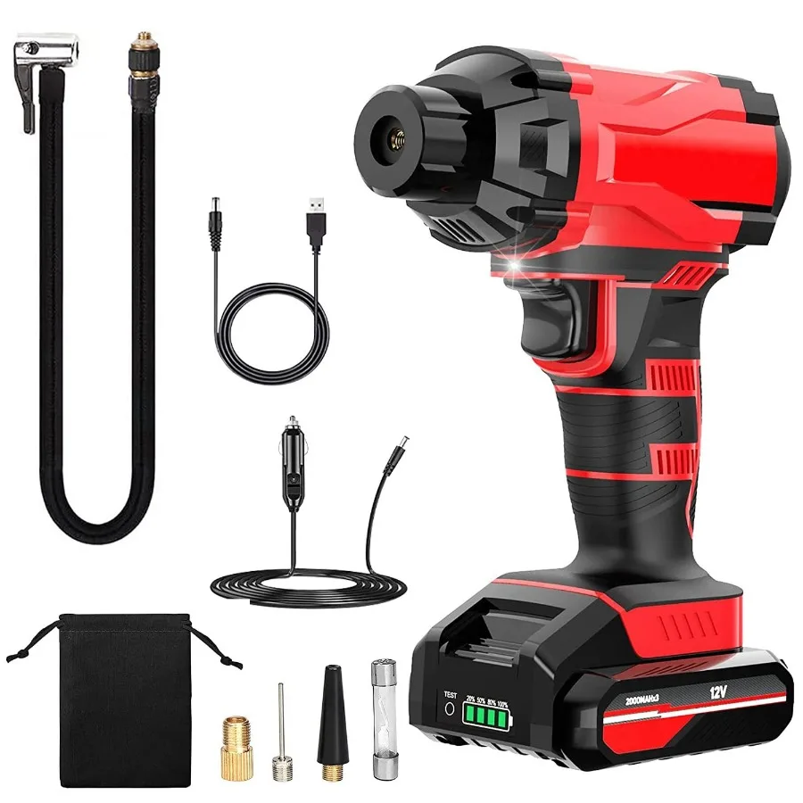 

150PSI Cordless Car Tire Pump 6000mAh Rechargeable Tire Inflator 12V Portable Electric Air Compressor with LED Light for Car Bi