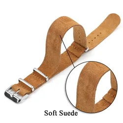 Vintage Soft Suede Genuine Leather Watchband 20mm 22mm for Seiko for Omega Strap for Samsung Galaxy Watch 4/5/6/7 Men's Bracelet