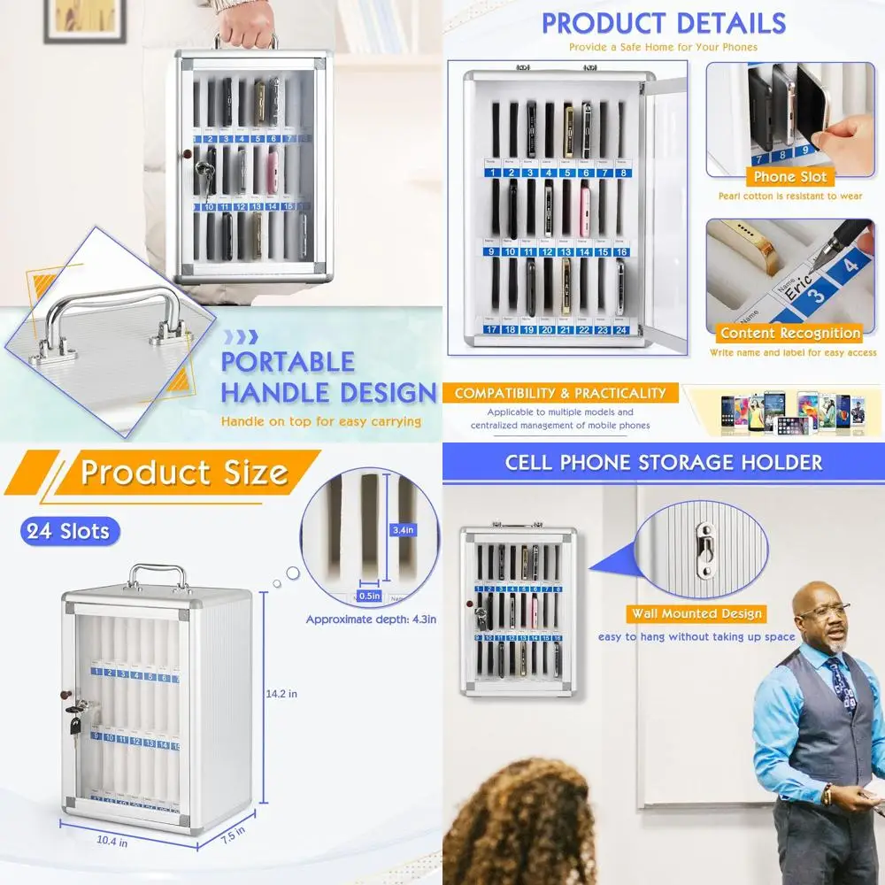

Металлический шкаф для хранения на 24 ячейки, настенный, портативный, с замком