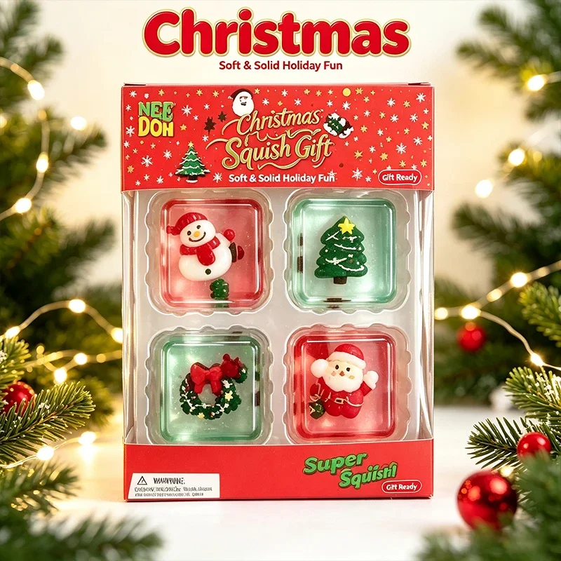 NeeDoh Christmas Gift Nice Cube Squishy Squeeze Fidget Toy Mini 4 Pack Set Anti‑Anxiety Portable Stress Relief Holiday Gift 2026