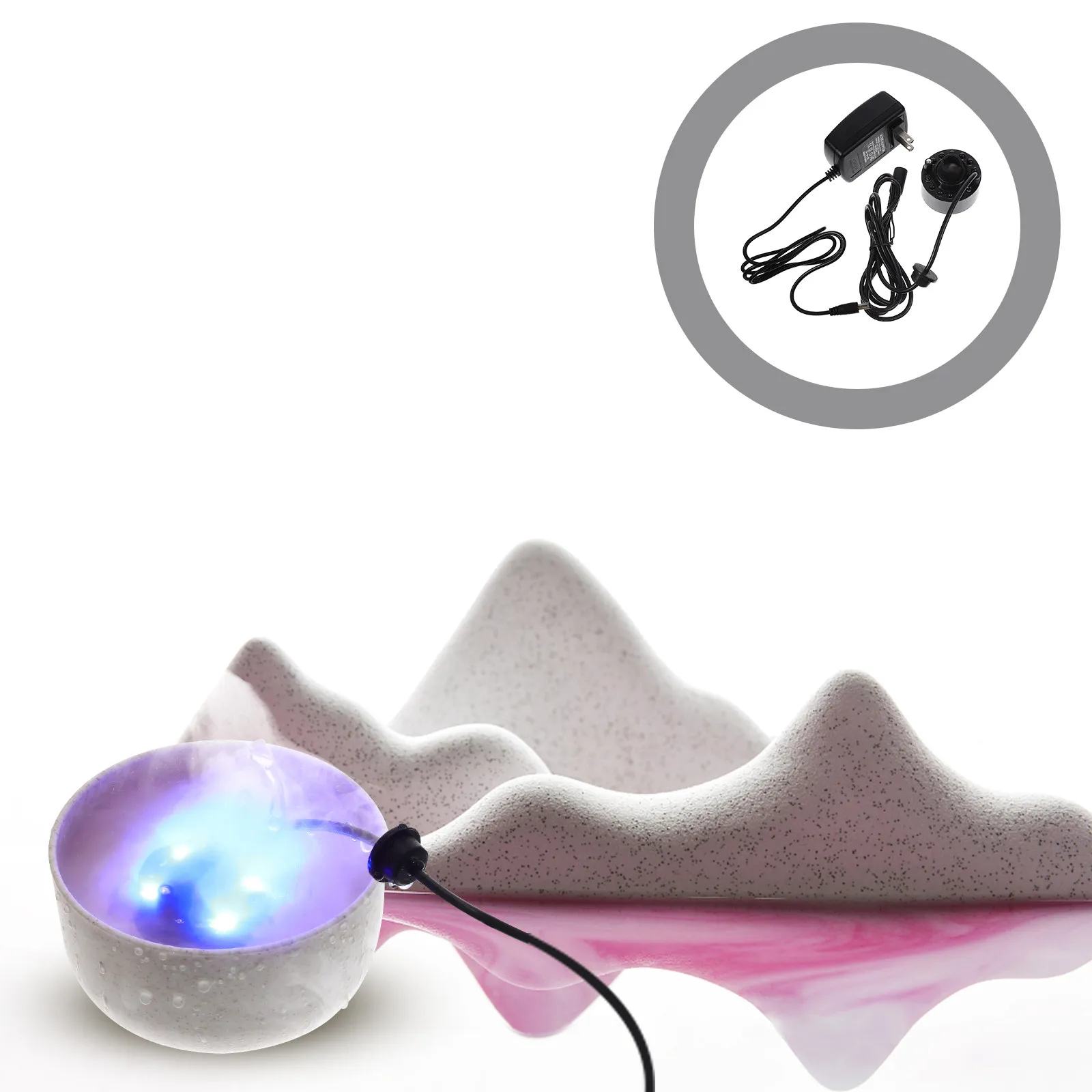 LED Fog Maker Rockery Pond Fountain Sprayer for Aquarium Fish Tank Bonsai Landscape Air Humidifier Mist Maker Machine Us Plug