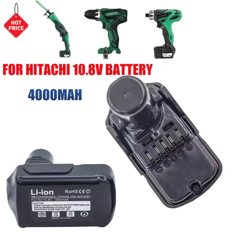 4.0Ah 12V Li-ion Rechargeable Battery 10.8V for Hitachi Cordless Electric Drill Screwdriver DB10DL FCR10DL WH10DC BCL1015