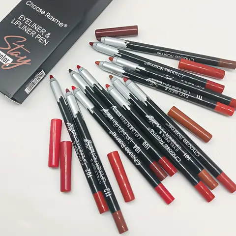 12pcs 립 라이너 펜 12 색 방수 및 땀 방지 비 스틱 컵 누드 립스틱 연필 세트 퇴색하기 쉽지 않음