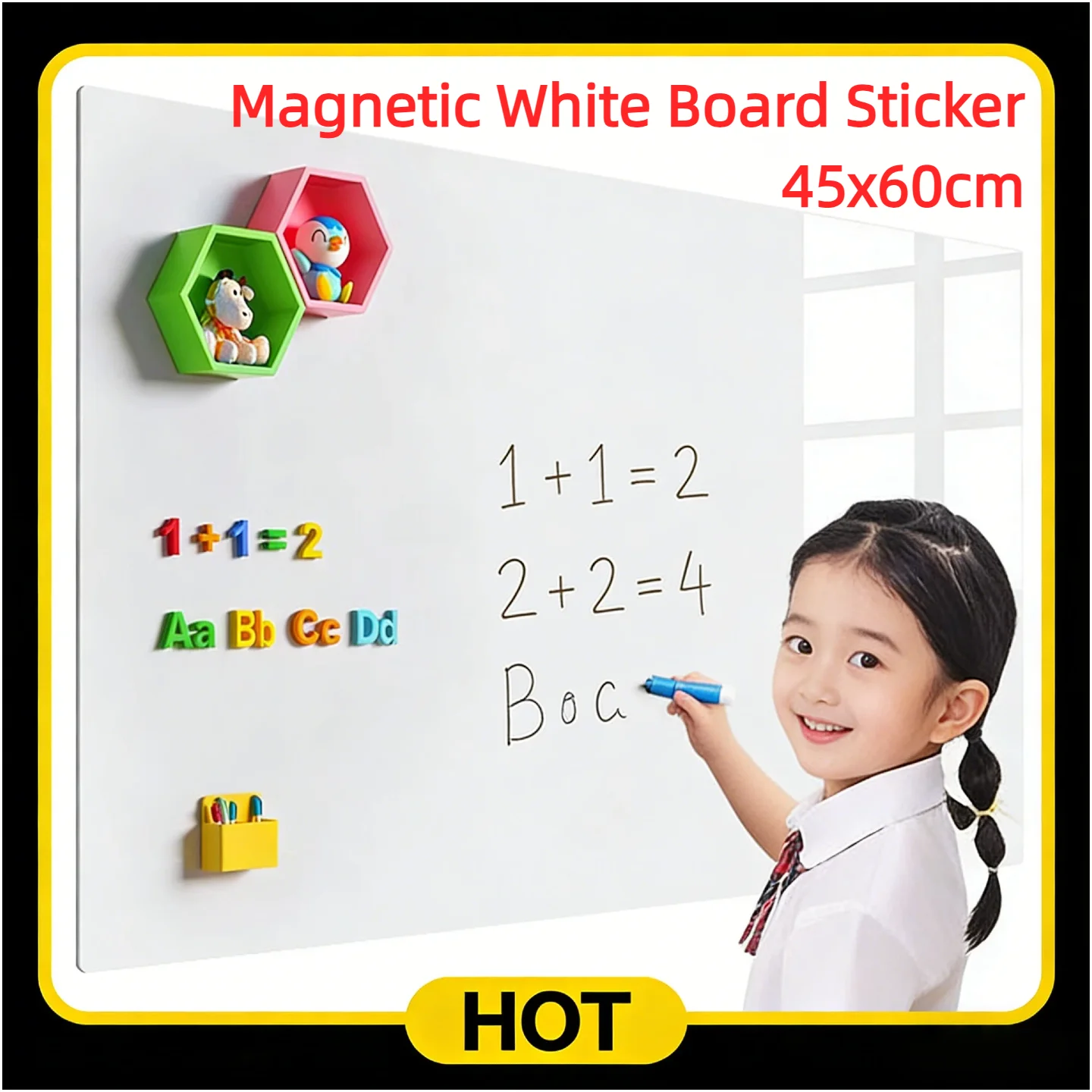 

Магнитная наклейка на белую доску 45x60 см с маркером, магнитный ластик, ПЭТ, устойчивая к пятнам съемная бумага для сухого стирания для домашнего офиса, чая