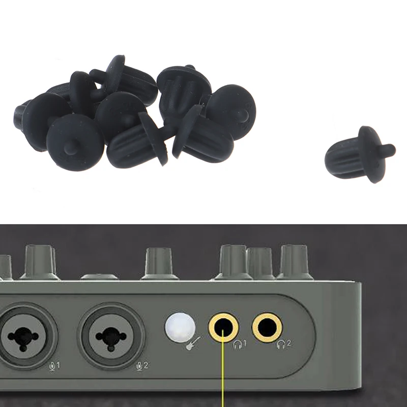 10pcs Black Rubber 6.35mm Audio Jack PC DVD Microphone Socket Dust Cover Anti-dust Plug Dustproof Stopper