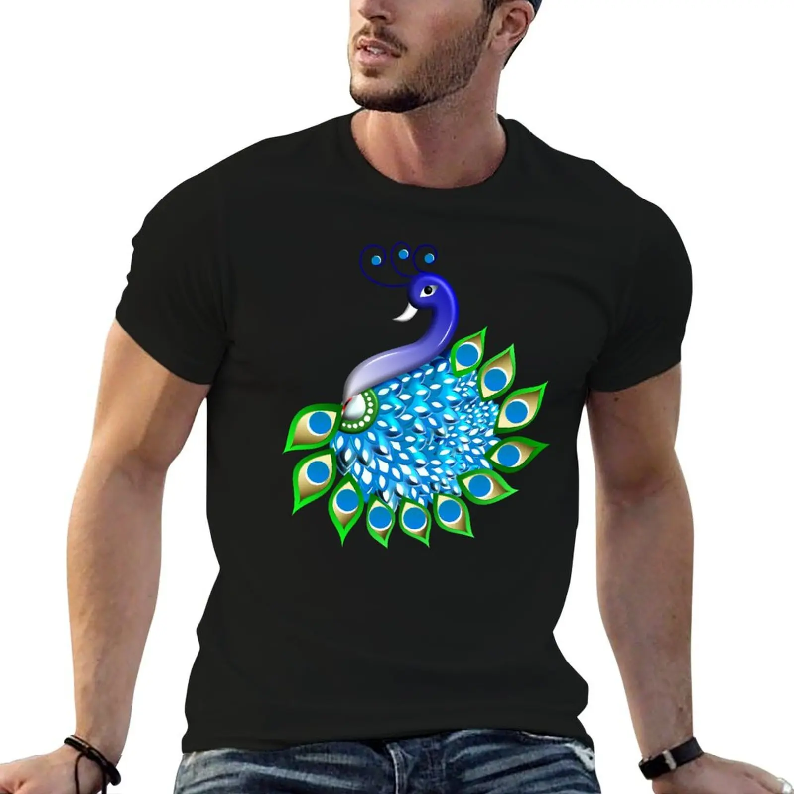 

Peacock Art Design T-Shirt man t shirts for men casual t shirt personalised men t shirt cotton 100% T-shirt