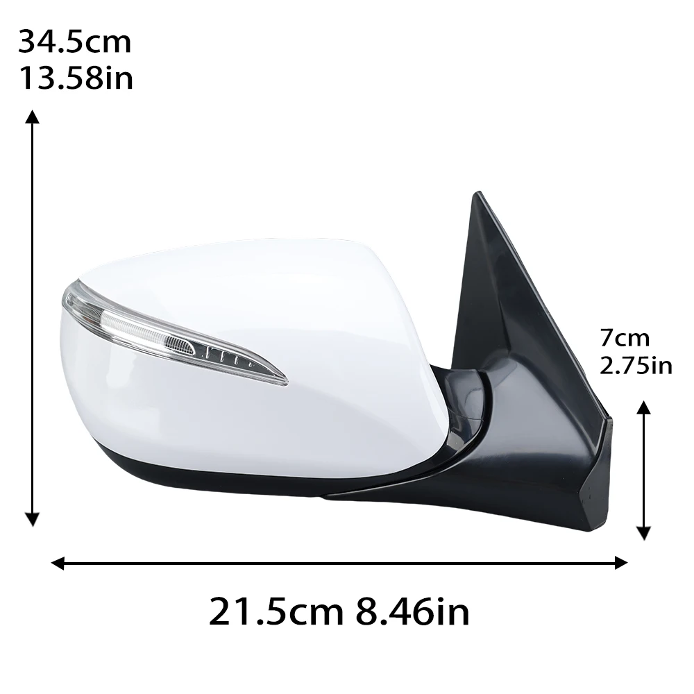 6-Wire Side Rearview Mirror Assembly For Modern Santa Fe MK3 DM 2012-2015 Heated White Side Door Rearview Mirror Car Accessories