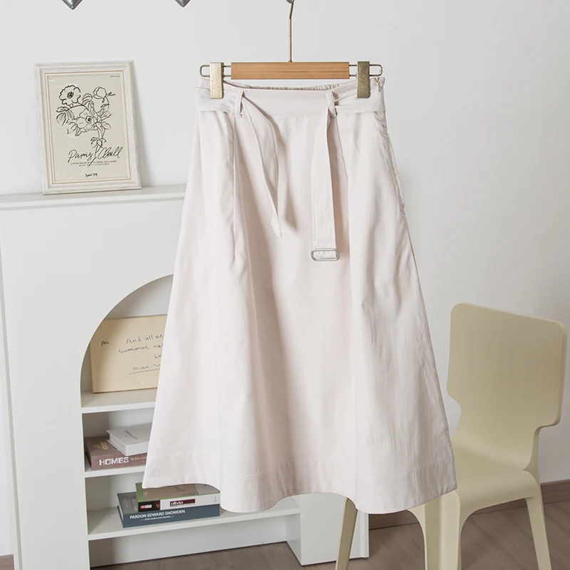 Casual Commute A-Line Skirt with Belt High Waist Bell Bottom Women's Dress Try Room Fashion Style Other Material Other