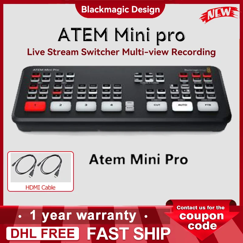 Blackmagic Design ATEM Mini pro Live Stream Switcher Multi-view Recording