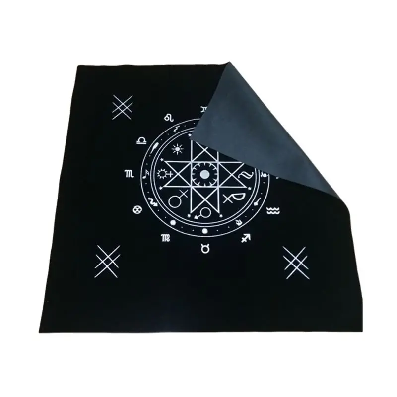 Y1UB Seni Tarot Pagan Kain Altar Flanel Taplak Meja Kartu Ramalan Permadani Persegi