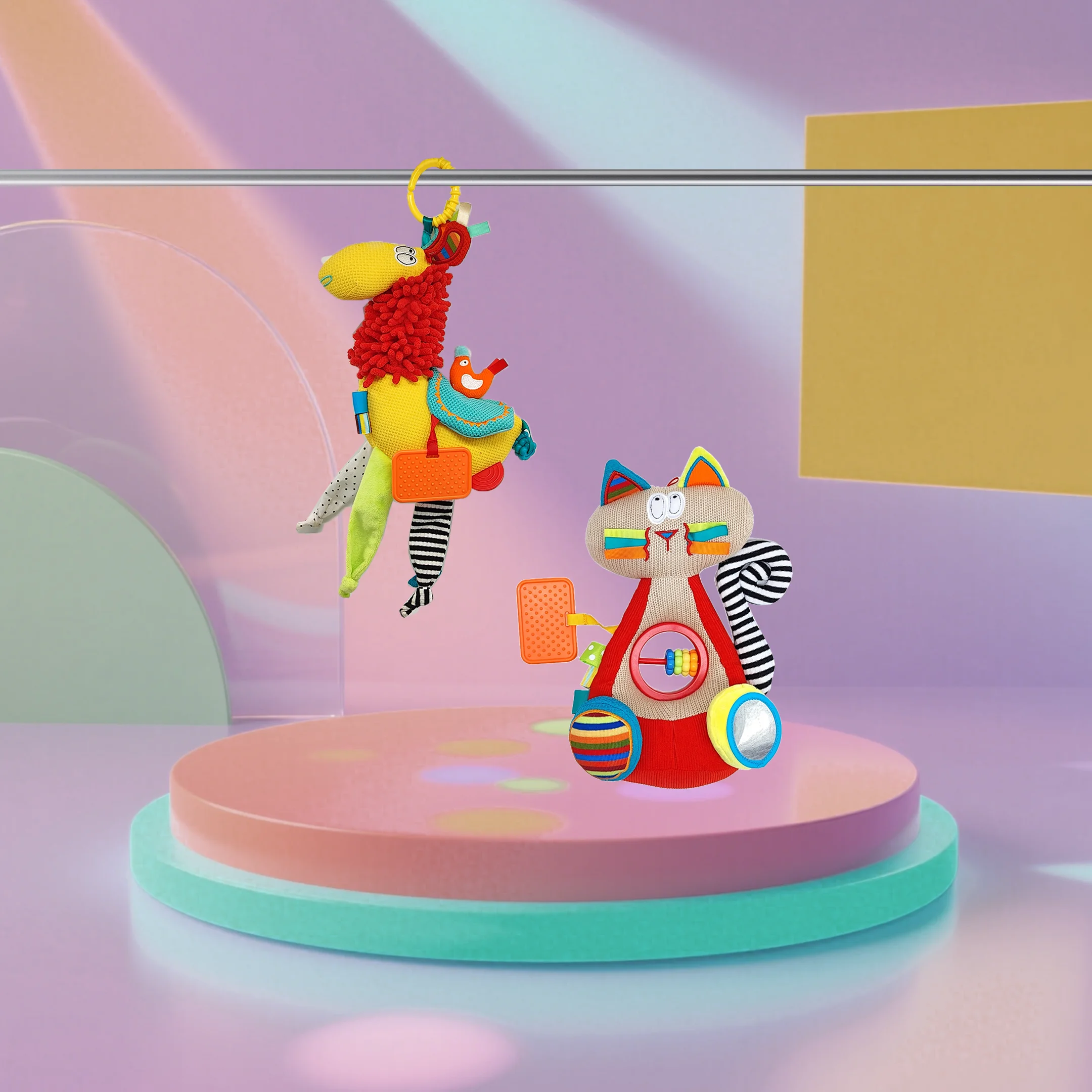 ของเล่นเด็กทารก ตุ๊กตาขนนุ่มน่ารัก รูปสัตว์ ของเล่นห้อยรถเข็นเด็ก สีสันสดใส สำหรับเด็กแรกเกิด เด็กชาย เด็กหญิง เด็กวัยหัดเดิน ของขวัญวันเกิด