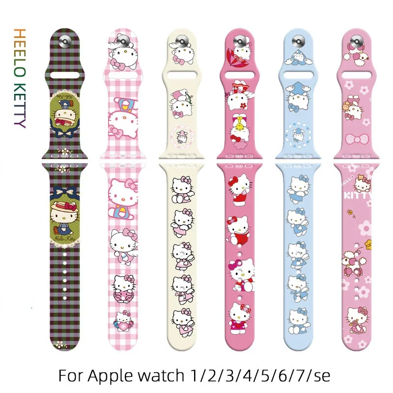 Hello Kitty Silicone Strap for Apple Watch Band Cute 44mm 45mm 42mm IWatch 40mm 38mm 41mm Correa Watchband Bracelet Apple Watch