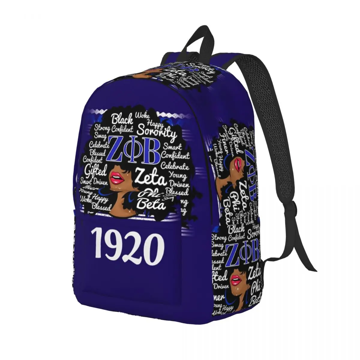 Custom Zeta Phi Beta Sorority Canvas Backpack for Men College School Student Bookbag Fits 15 Inch Laptop Greek Letter 1920 Bags