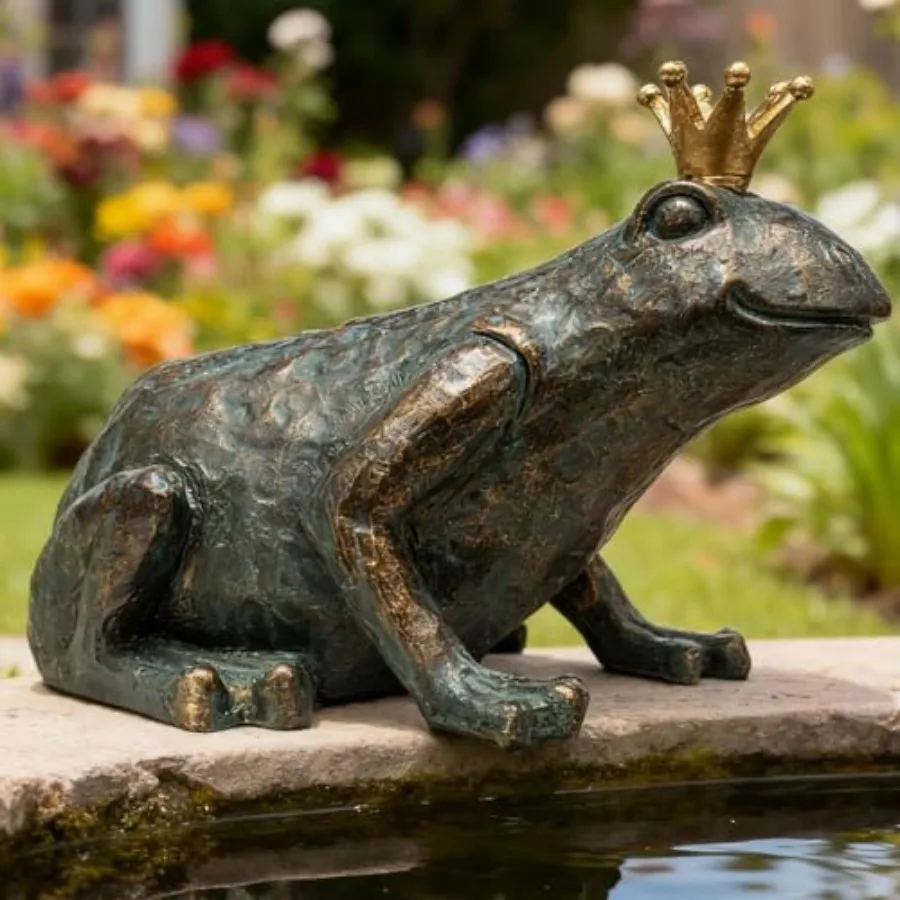 

Crouching Frog Prince Garden Statue Yard Decorations Outdoor Decor Weather-Resistant Animal Figurines and Sculptures for Patio