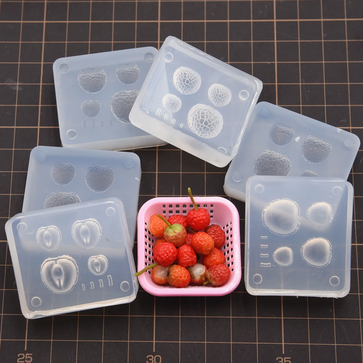 Pottery Clay Miniature Lychee  Silicone Mold Mini Fruit DIY tools