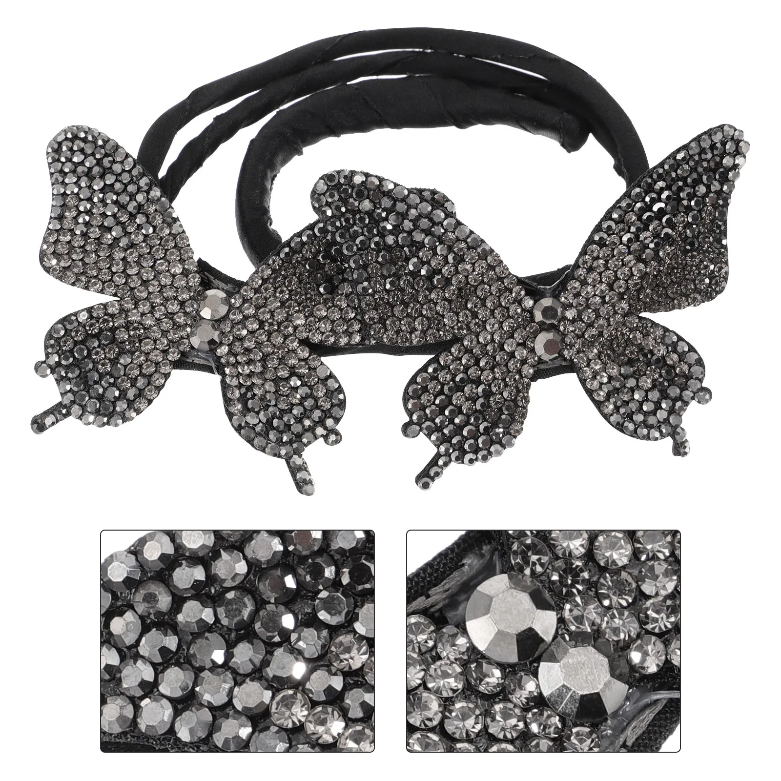 Rhinestone Crystal Butterflies Hair Bun Maker Quick Hair Donut Shaper Tool Suitable for Women Girls Party Wedding Prom Daily