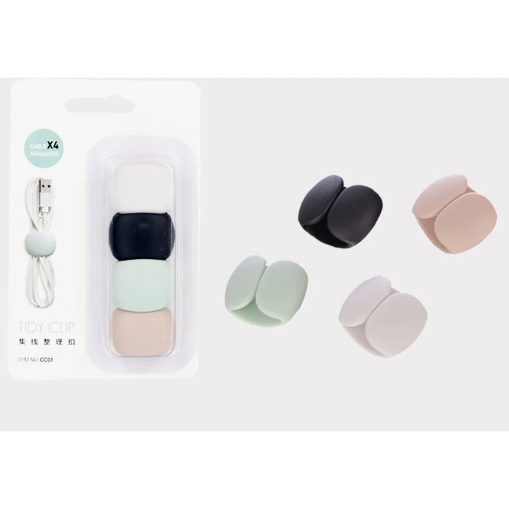 

4Pcs Data Cable Organizer Small Foldable Cable Clip for Headphone USB Wire Tidy Cord Management Reusable Clasp