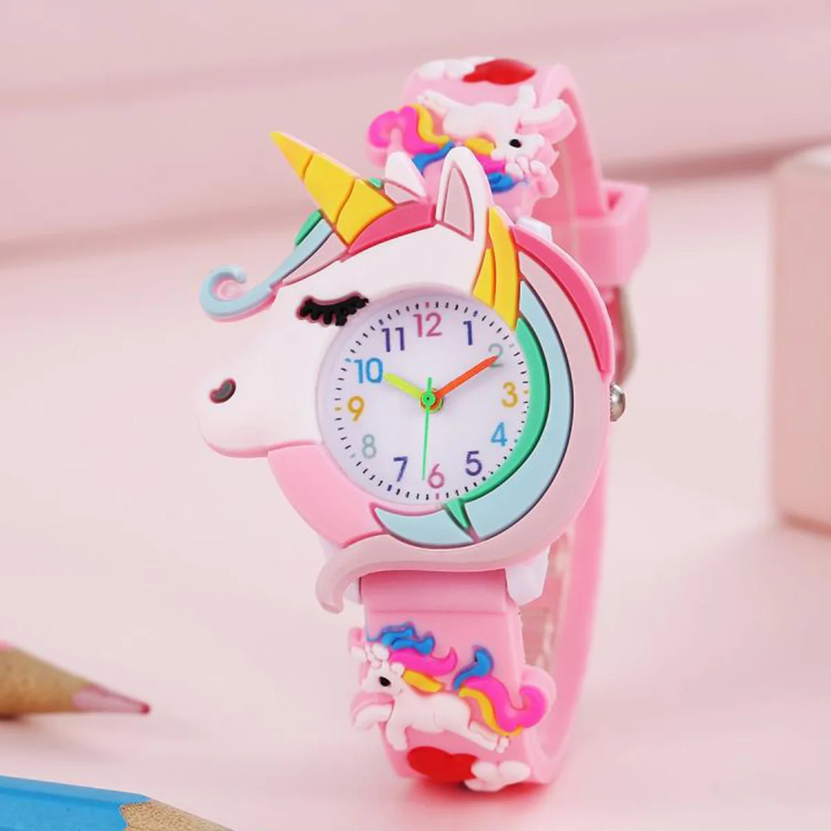 New Rainbow Cloud Printed Silicone Band Children's Watch Girl Cute Cartoon Quartz Watch Kids Watches Boys Girl Watche