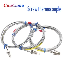 1PCS Screw Thermocouple K/E Type High Precision Temperature Sensor M6 M8 The Thermostat Probe Thermal Line Shielded Wire 1M-5M