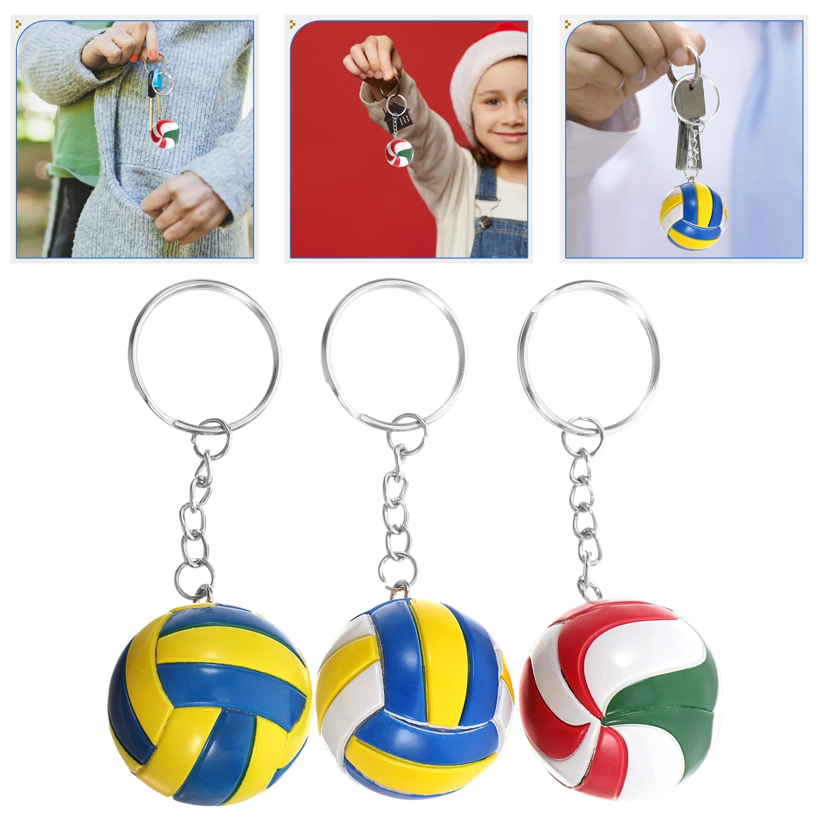 3 Pcs Volleyball Ornaments Sport Keychain Mini Stickers Bracelet Bulk Keychains Llaveros Voleibol Holders
