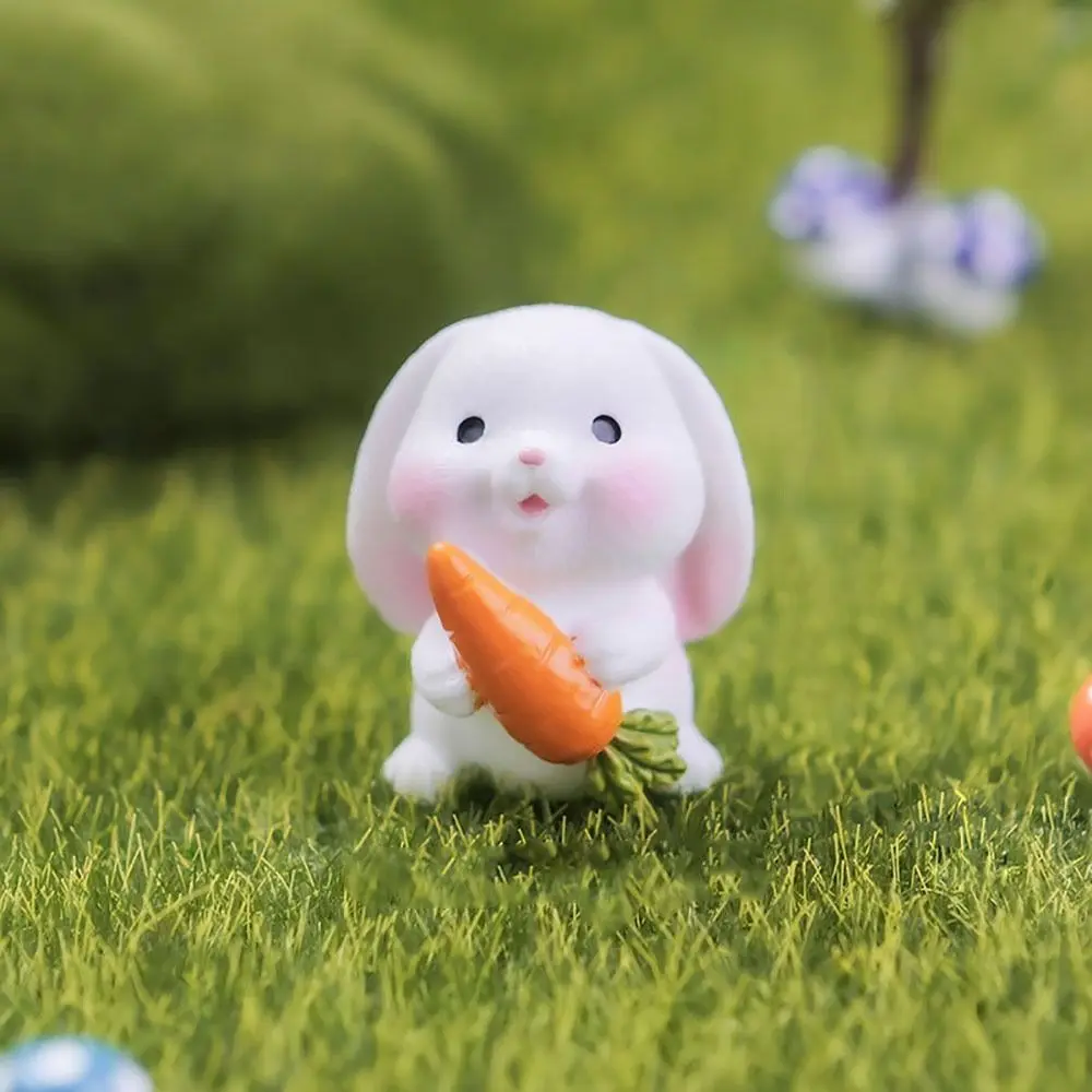 

Cartoon Miniature Rabbit Figurine Micro Landscape Fairy Garden Carrot Bunny Statue Mini Dollhouse Decoration