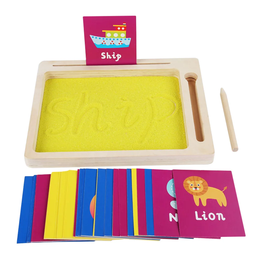 Girl Sand Painting Toy Set Toddler Preschool Marker Stylus Wood Tray Letter Formation