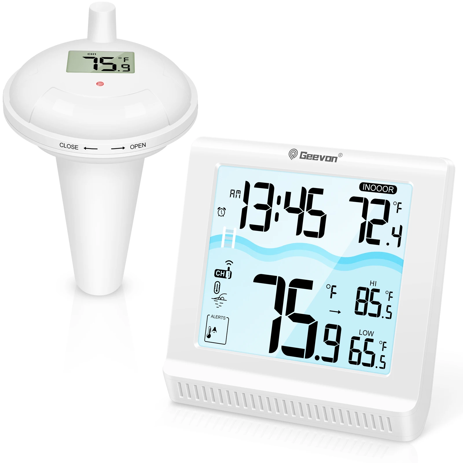 Geevon Wireless Floating Pool Termômetro Despertador Temperatura Interior para Piscina Banho Spa Hot Springs 49
