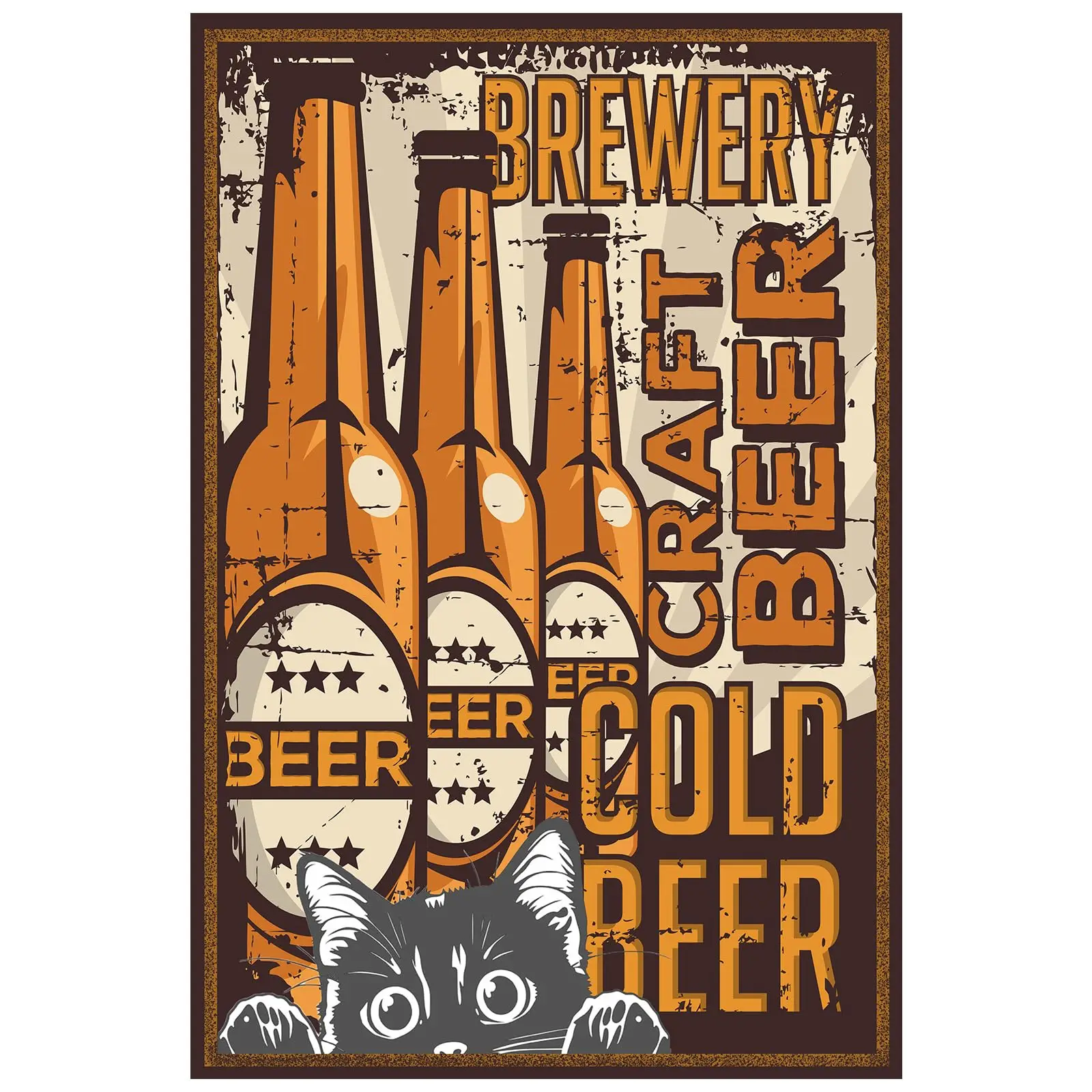 Pautdeer Vintage Metal Bar Sign, Brewery Craft Beer Cold Beer Funny Tin Sign Bar Pub Diner Cafe Wall Decor, Unique Bar Wall sign